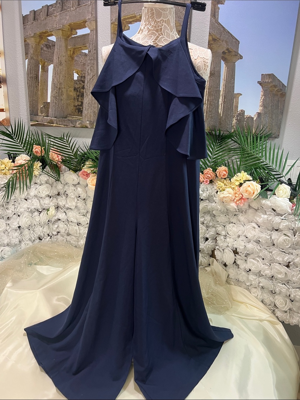 Bonnie Jean Girls Navy Ruffle jumpsuit